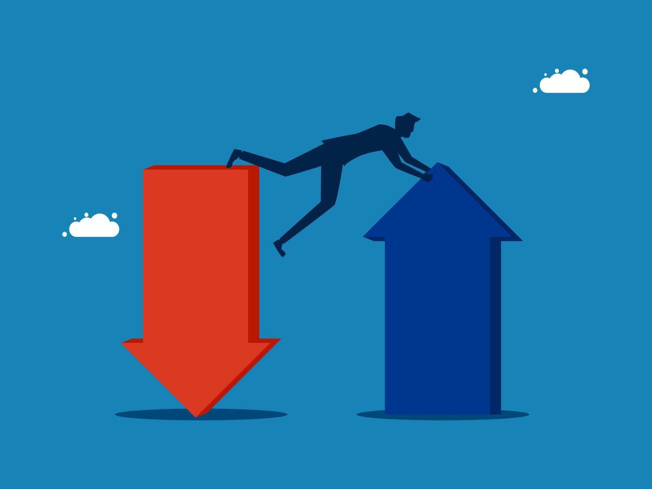 Investors try to decide between the up and down arrows vector