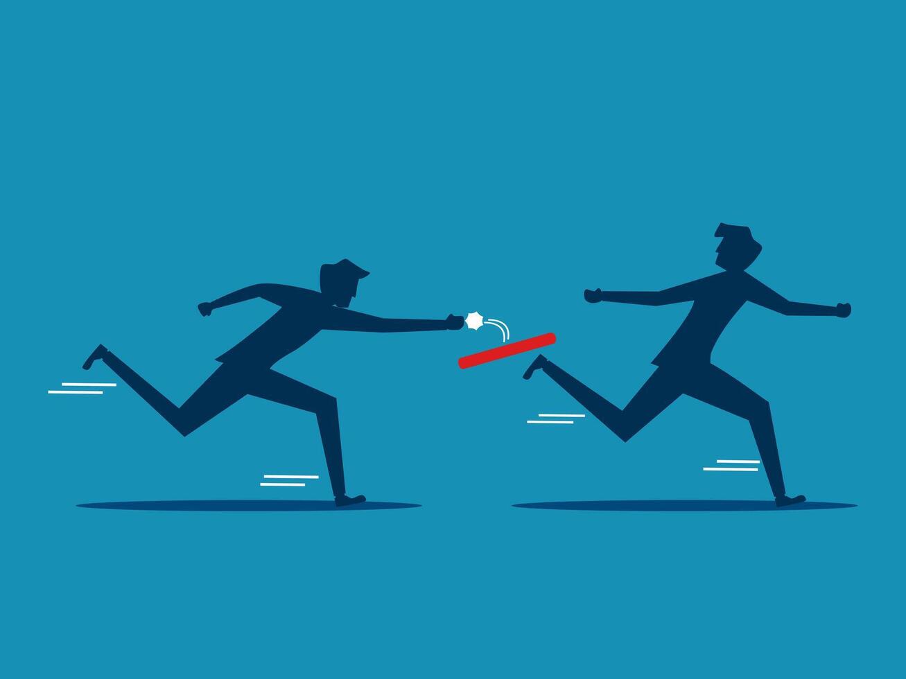 Job forwarding failed. businessman unsuccessfully passes the baton to a colleague vector