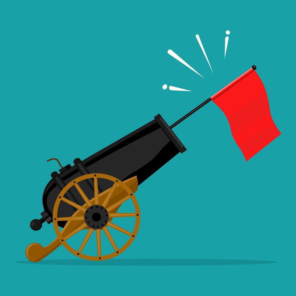 Red flag with cannons vector