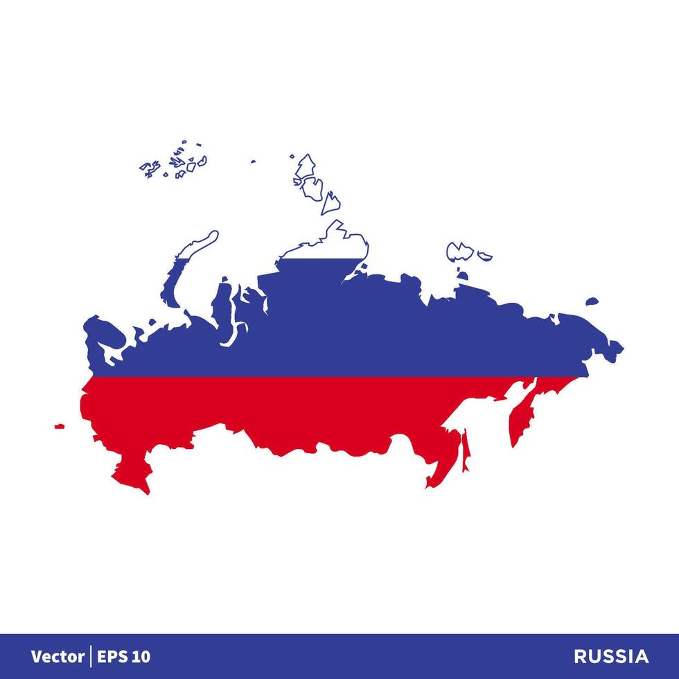 Rusia - Europa países mapa y bandera vector icono modelo ilustración diseño. vector eps 10