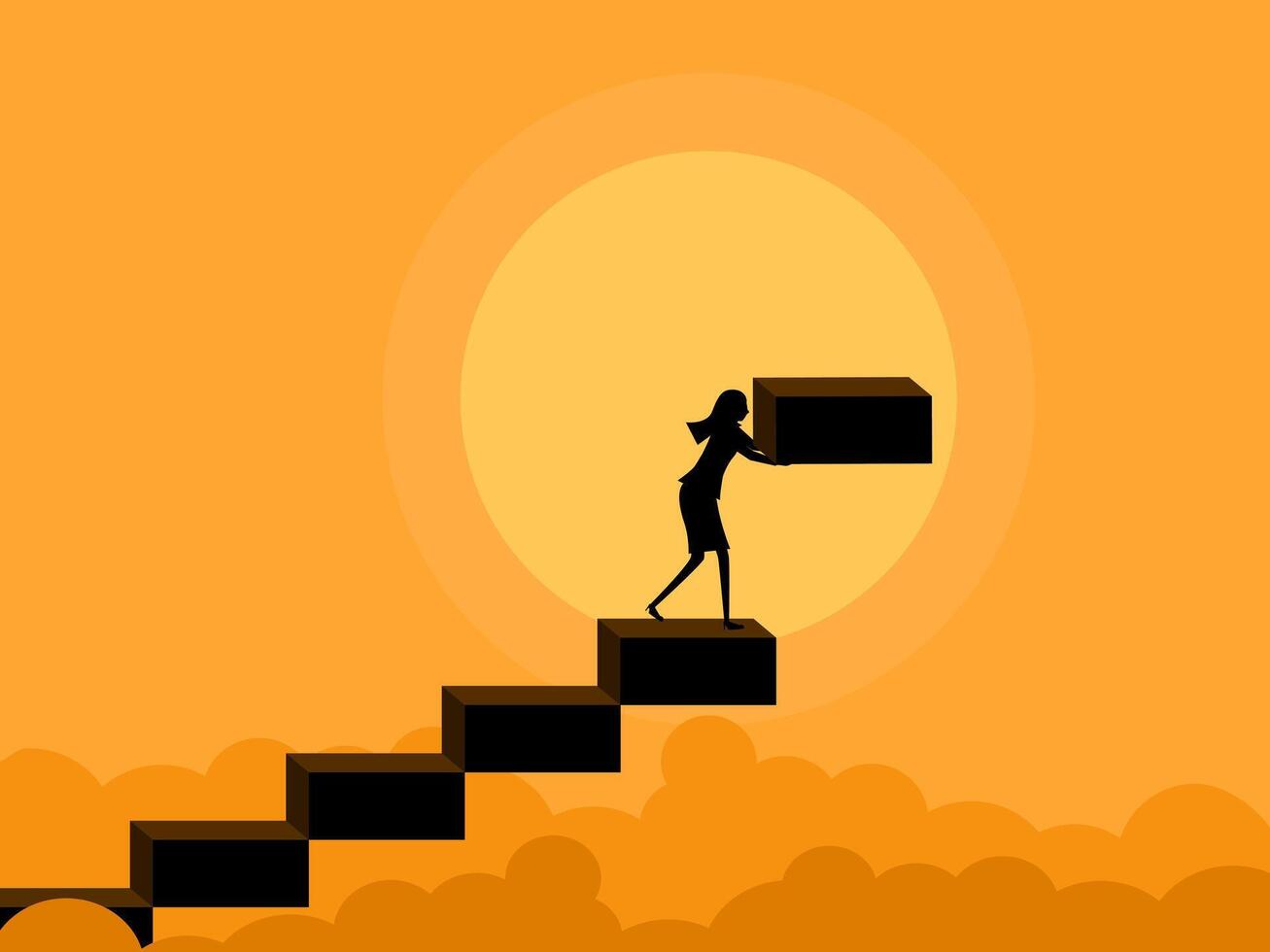 Businesswoman extends the stairs higher vector