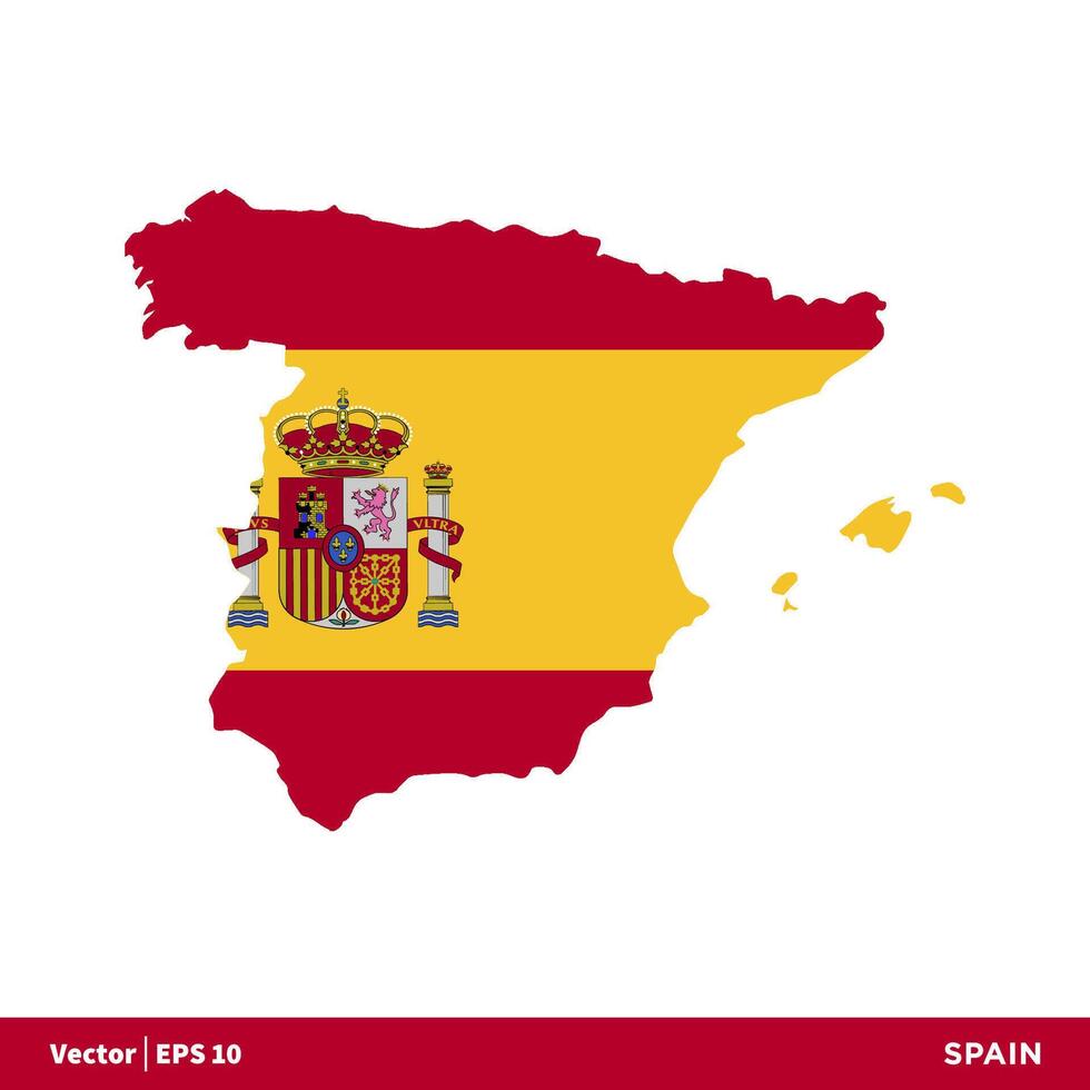 Spain - Europe Countries Map and Flag Vector Icon Template Illustration Design. Vector EPS 10.