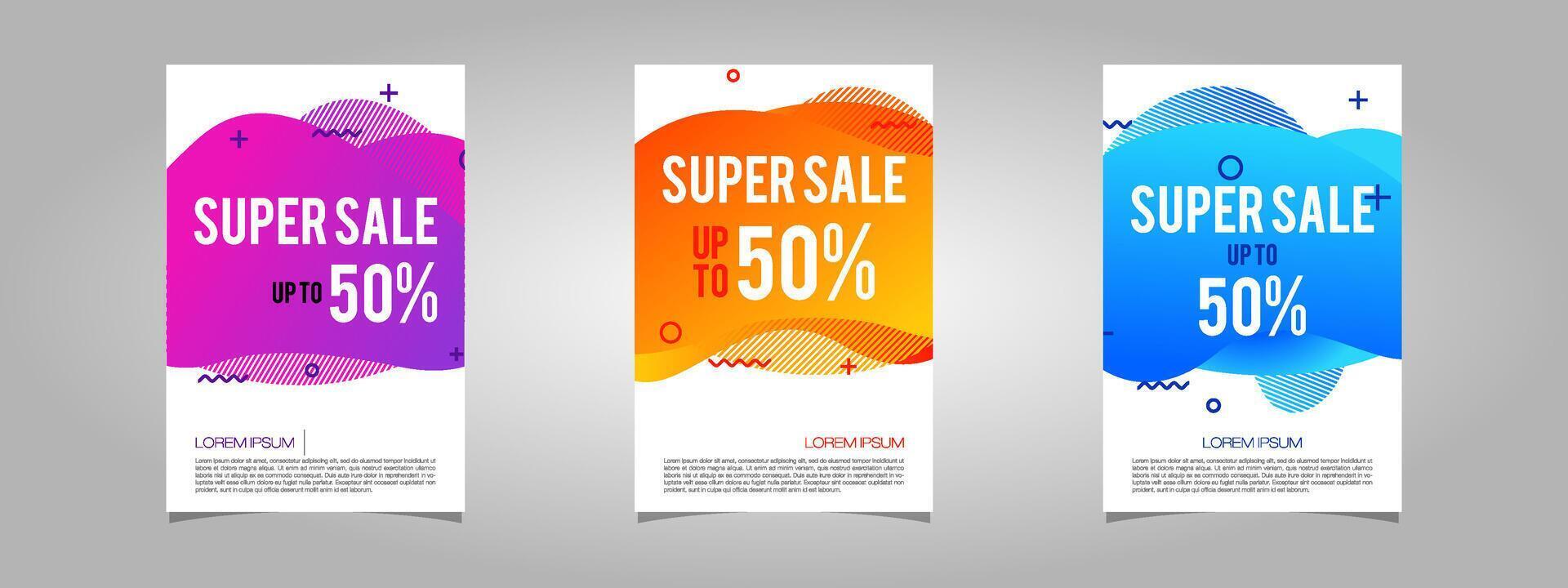 Super Sale 50 percent Color Set Liquid Background Vector Banner Template illustration design EPS 10