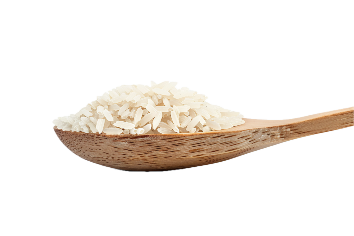 AI generated Raw White Rice Grains on Wooden Spoon png