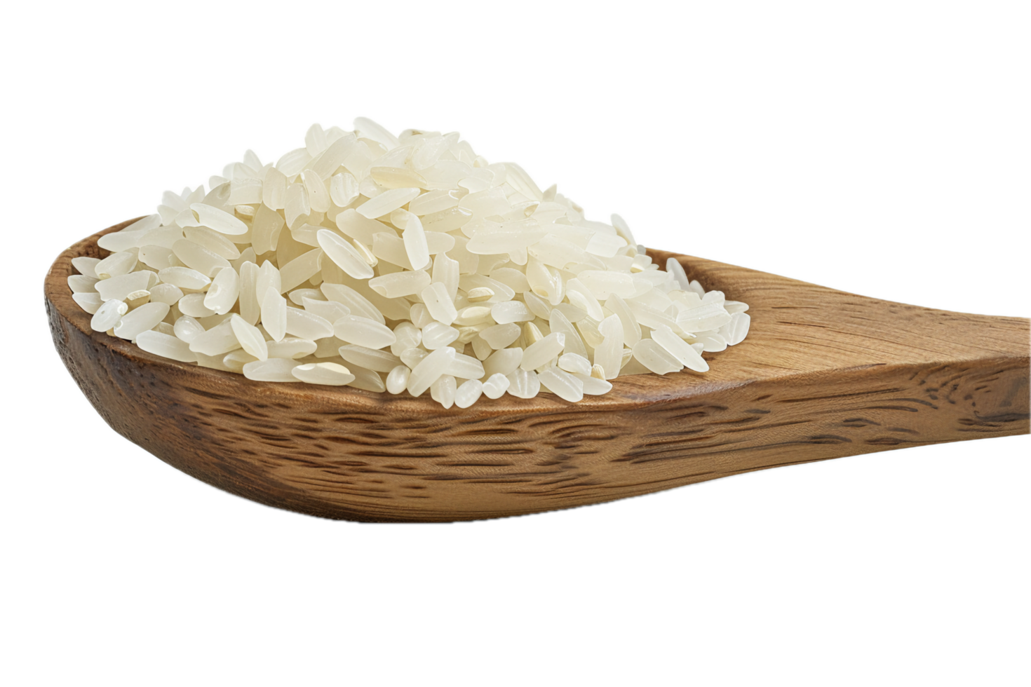 AI generated Raw White Rice Grains on Wooden Spoon png