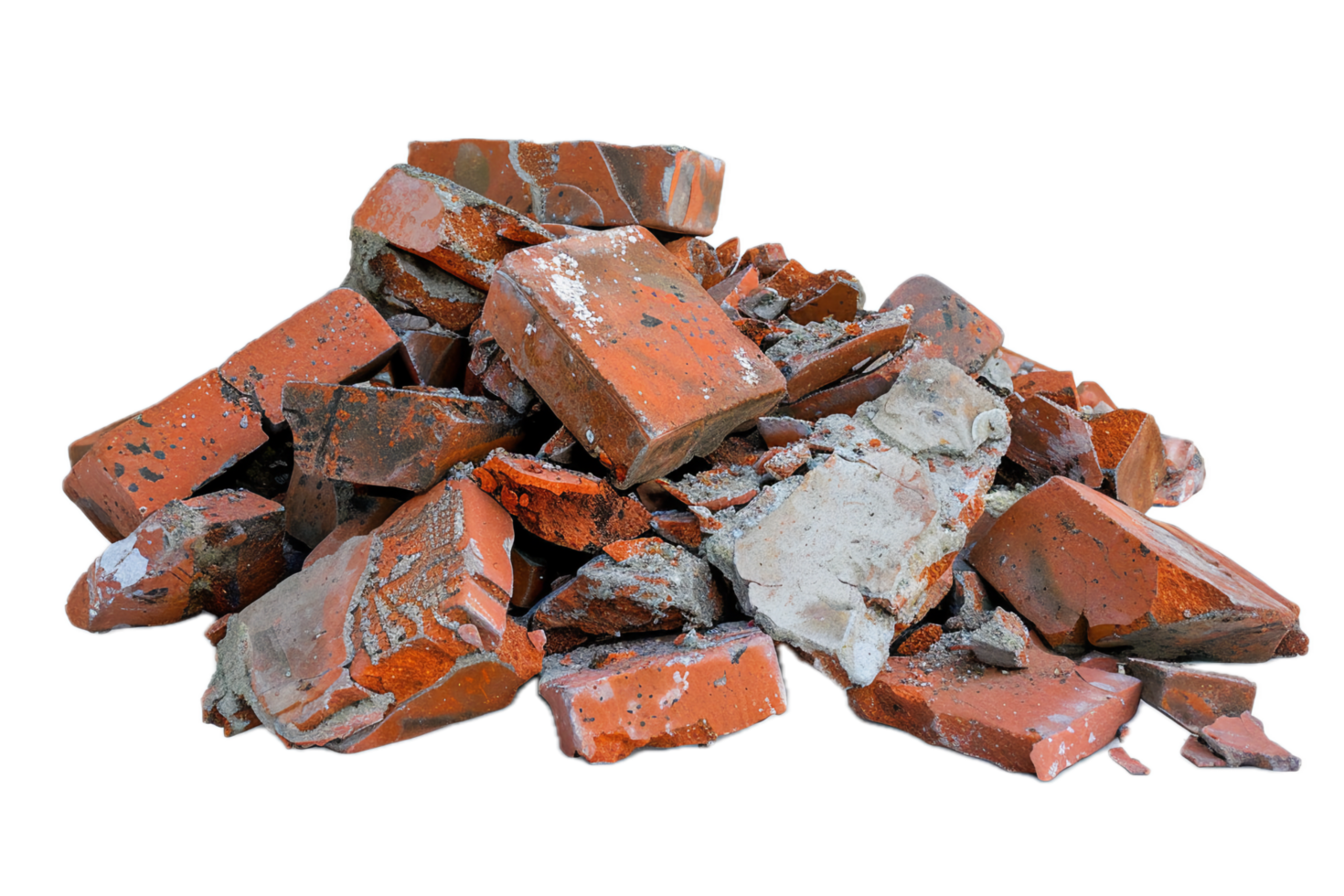 AI generated Pile of Broken Red Bricks png