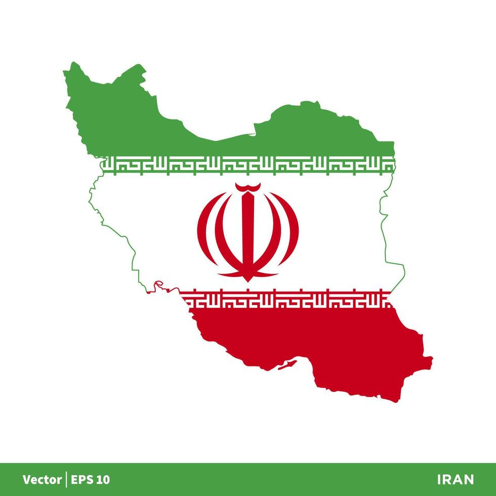 Iran - Asia Countries Map and Flag Icon Vector Logo Template Illustration Design. Vector EPS 10.