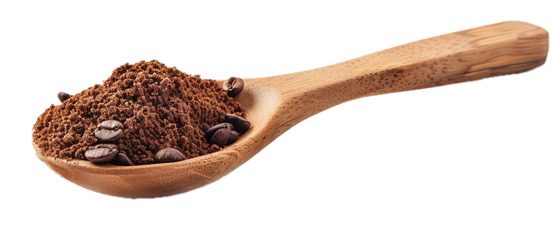AI generated Ground Coffee and Beans on Wooden Spoon png
