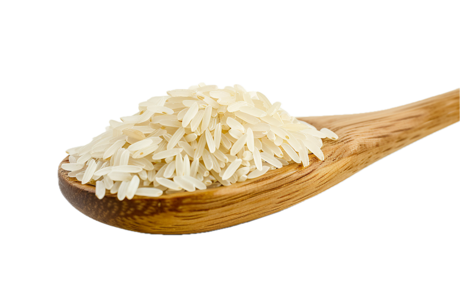 AI generated Raw White Rice Grains on Wooden Spoon png