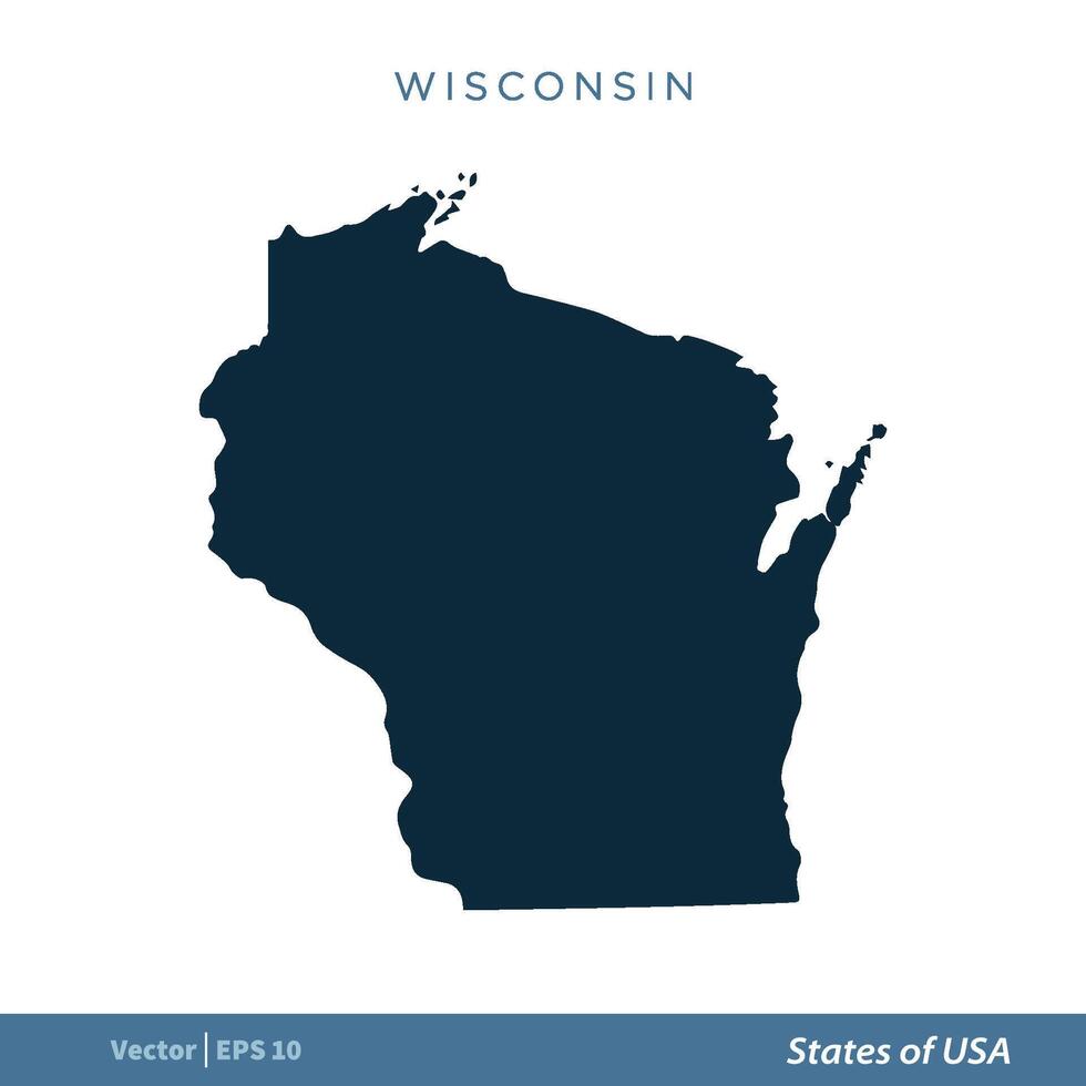Wisconsin - States of US Map Icon Vector Template Illustration Design. Vector EPS 10.