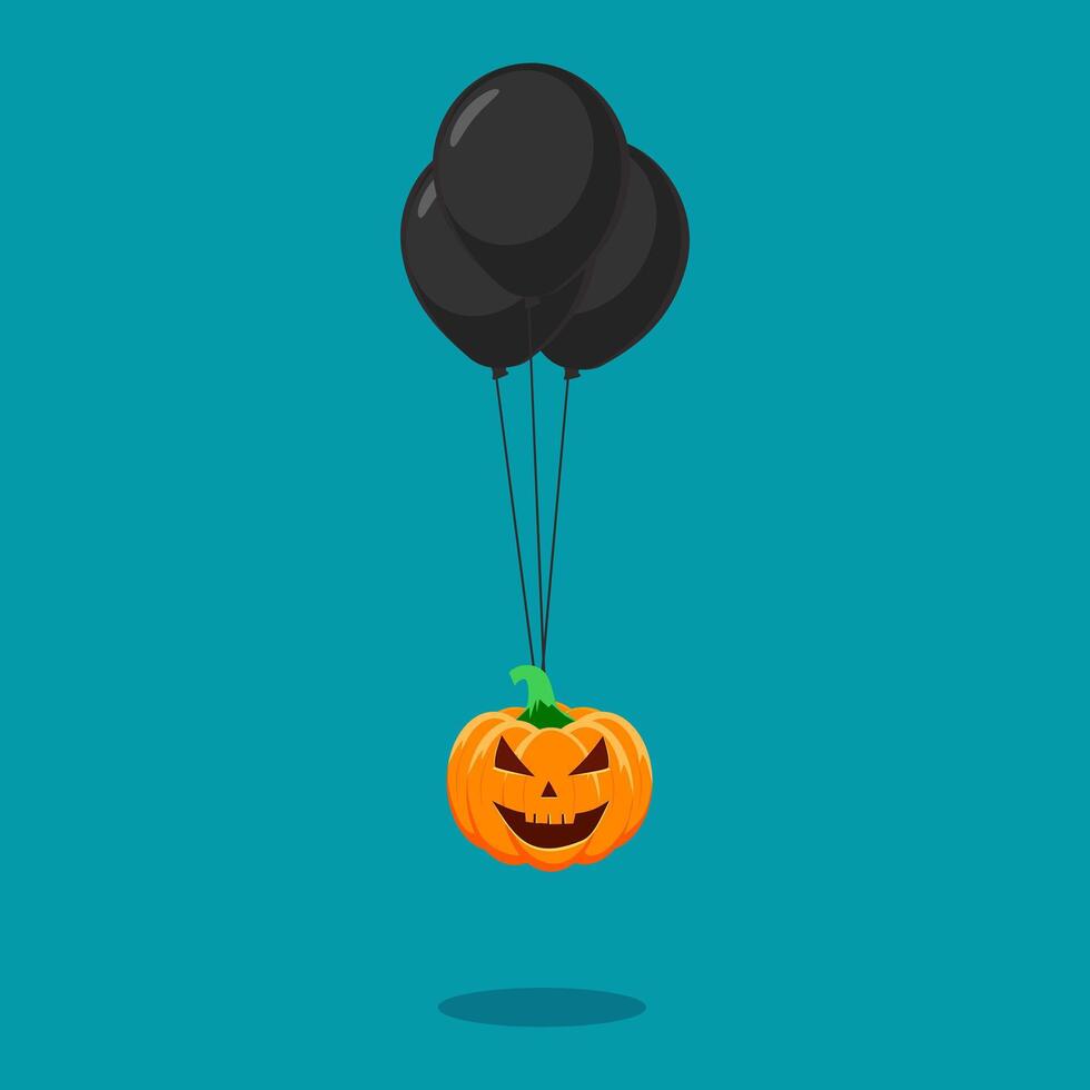 Halloween pumpkins with black balloons. Halloween vector