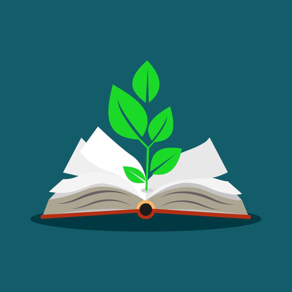 tree grows from the pages of a book. growing vector
