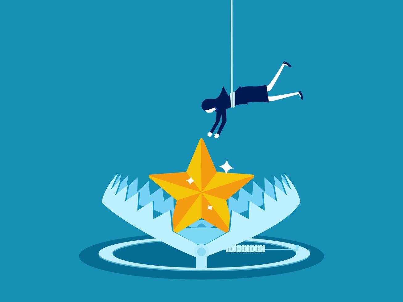 Success trap. Star in the Bear Trap Vector