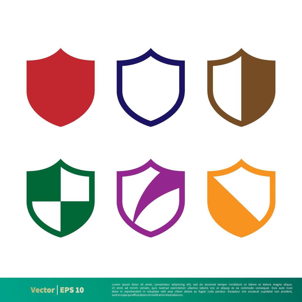 Set Colorful Shield Icon Vector Logo Template Illustration Design. Vector EPS 10.