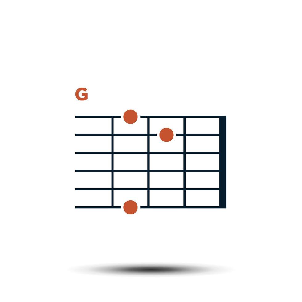 G, Basic Guitar Chord Chart Icon Vector Template