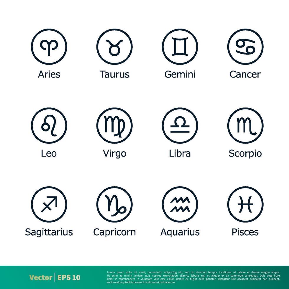 Zodiac Symbol Set Icon Vector Logo Template Illustration Design EPS 10.