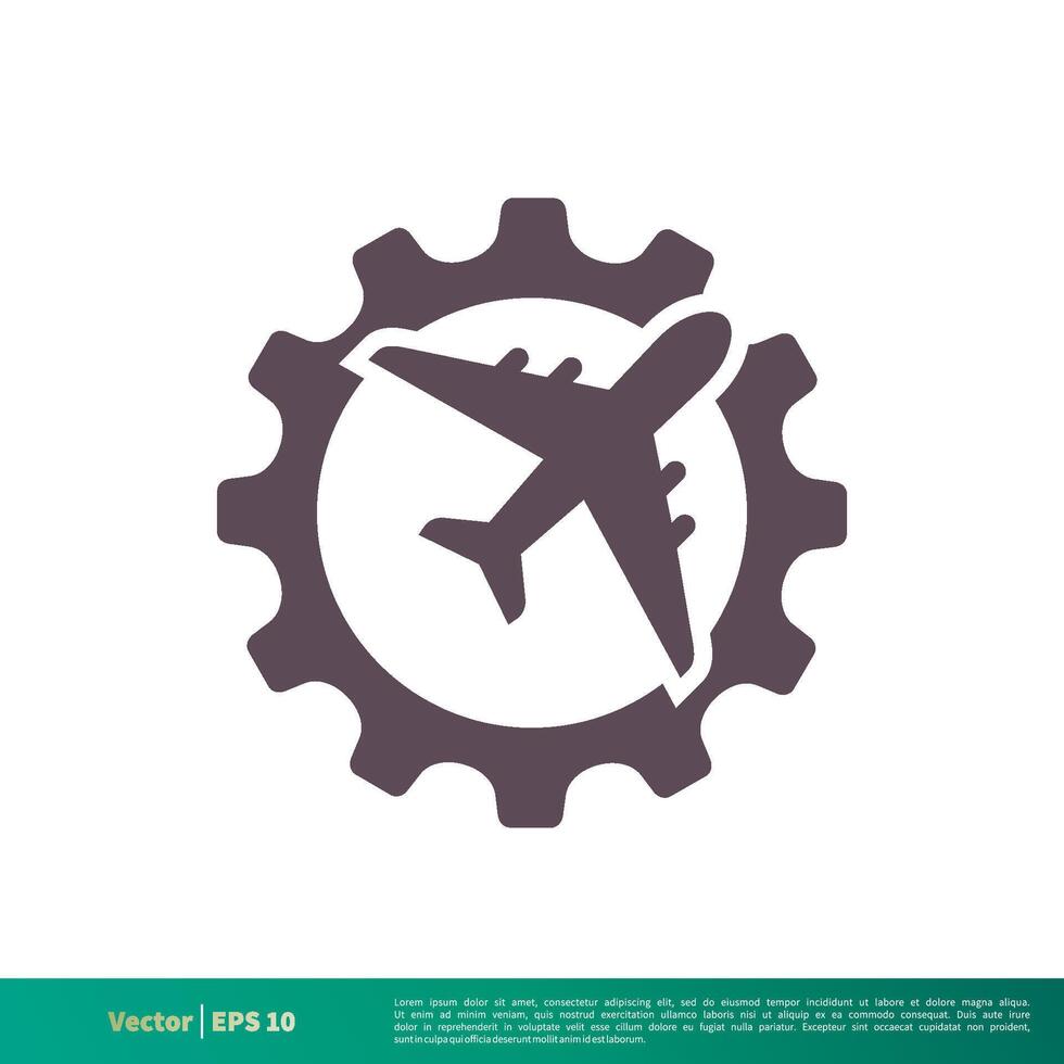 avión y engranaje icono vector logo modelo ilustración diseño. vector eps 10
