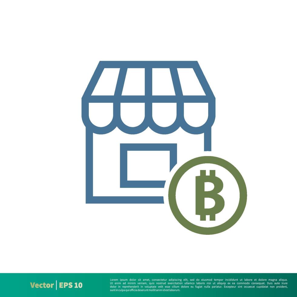 Bitcoin Shop, Store Icon Vector Logo Template Illustration Design. Vector EPS 10.