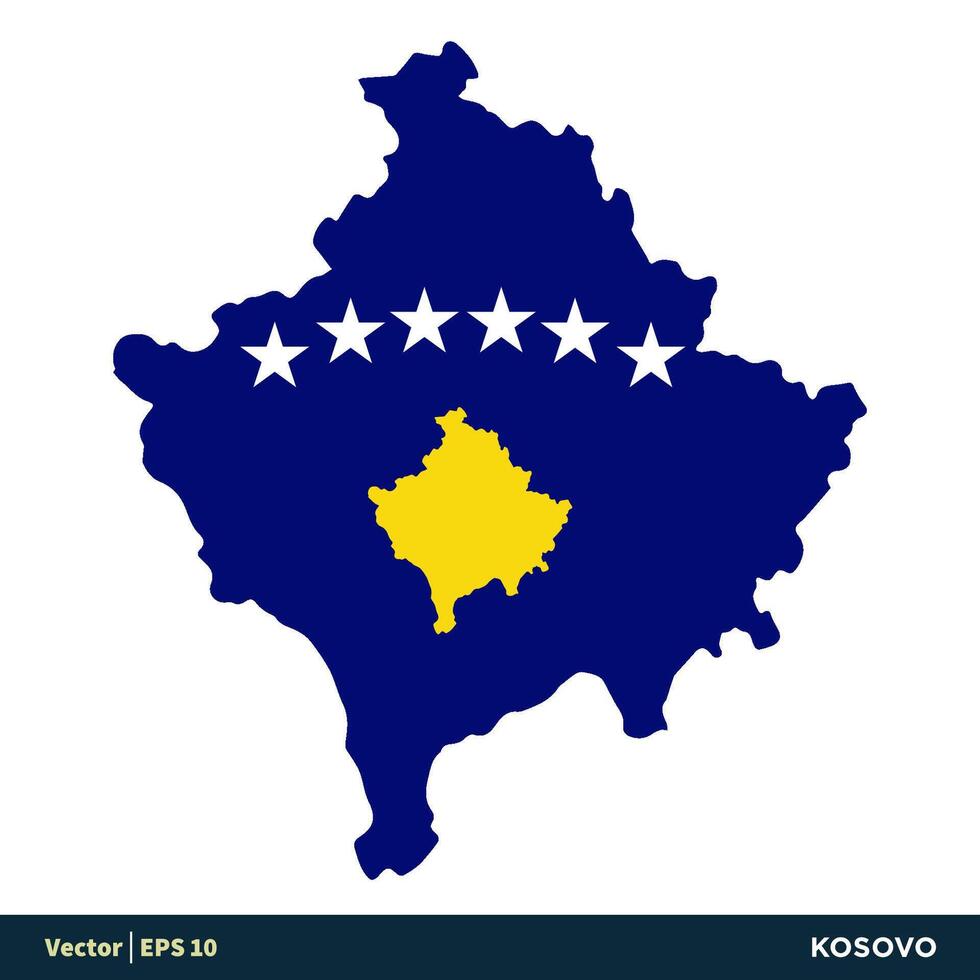 Kosovo - Europa países mapa y bandera vector icono modelo ilustración diseño. vector eps 10