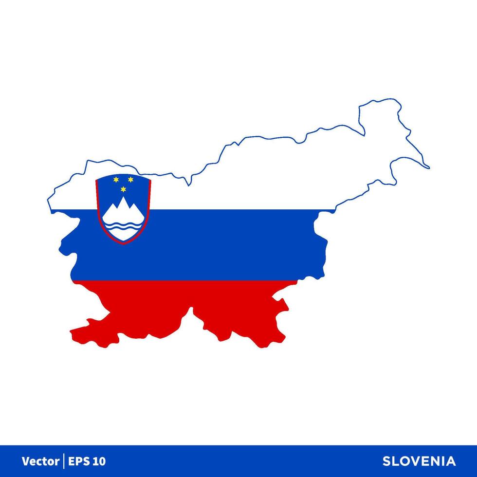 Slovenia - Europe Countries Map and Flag Vector Icon Template Illustration Design. Vector EPS 10.