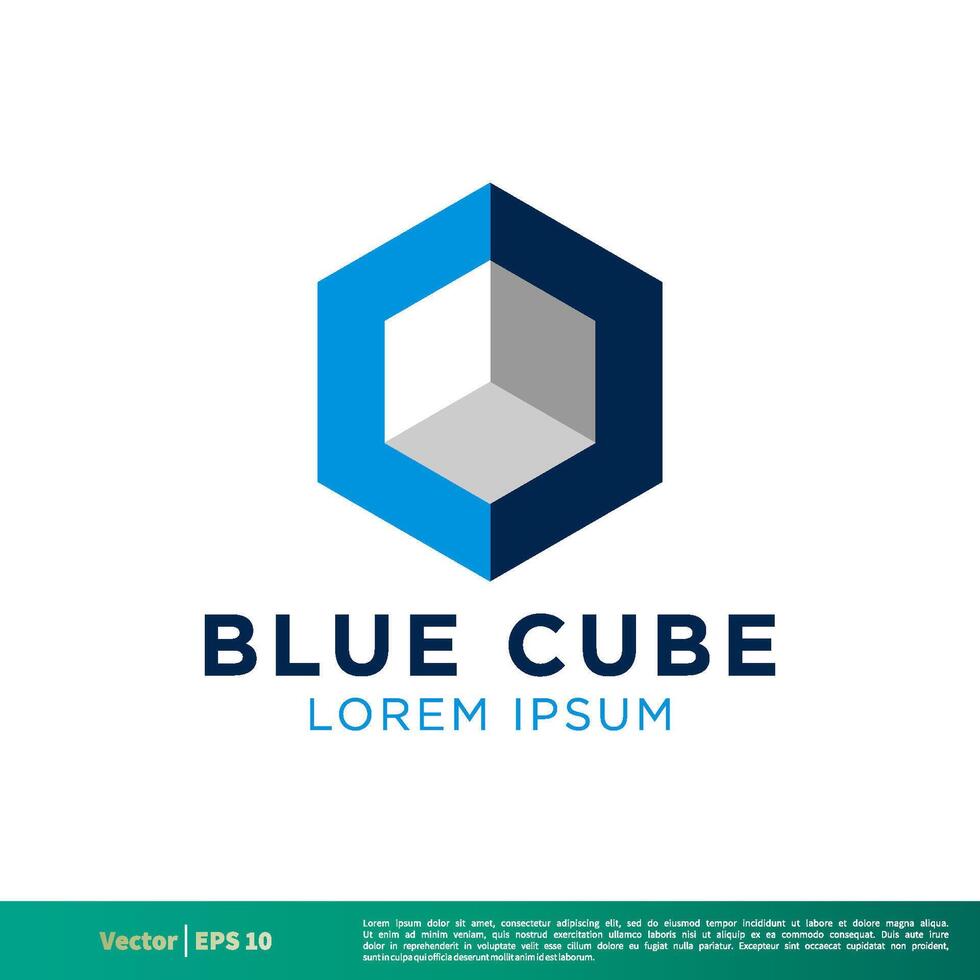 Hexagon Blue Cube Vector Icon Logo Template Illustration Design. Vector EPS 10.