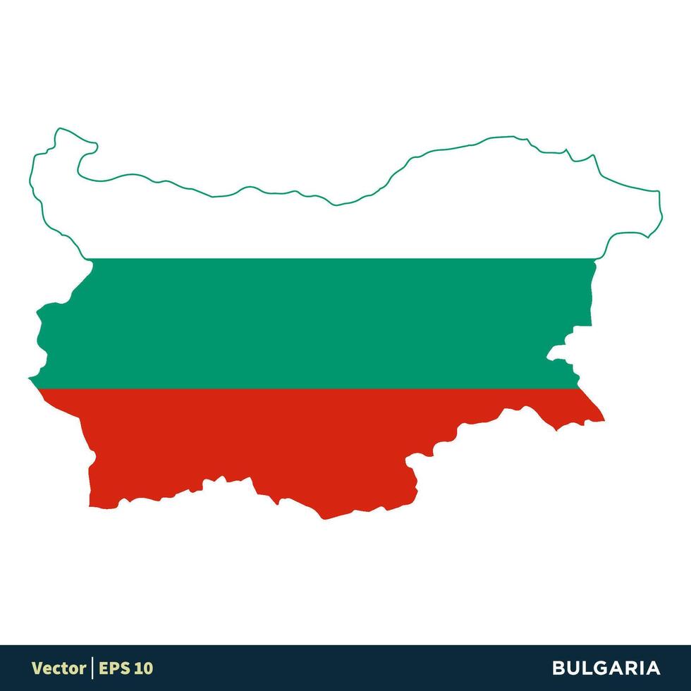 Bulgaria - Europa países mapa y bandera vector icono modelo ilustración diseño. vector eps 10