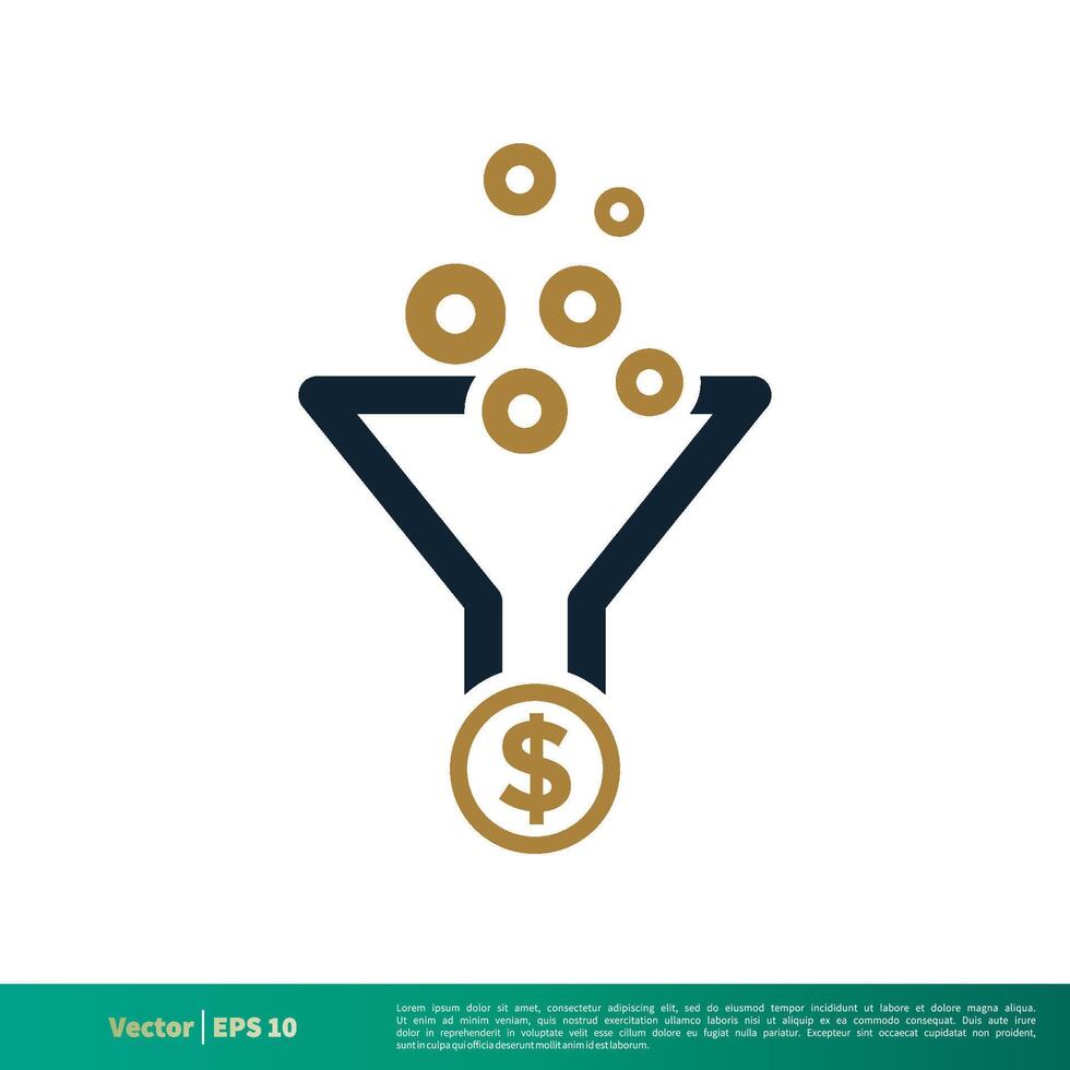 embudo, filtrar y dinero icono vector logo modelo ilustración diseño. vector eps 10
