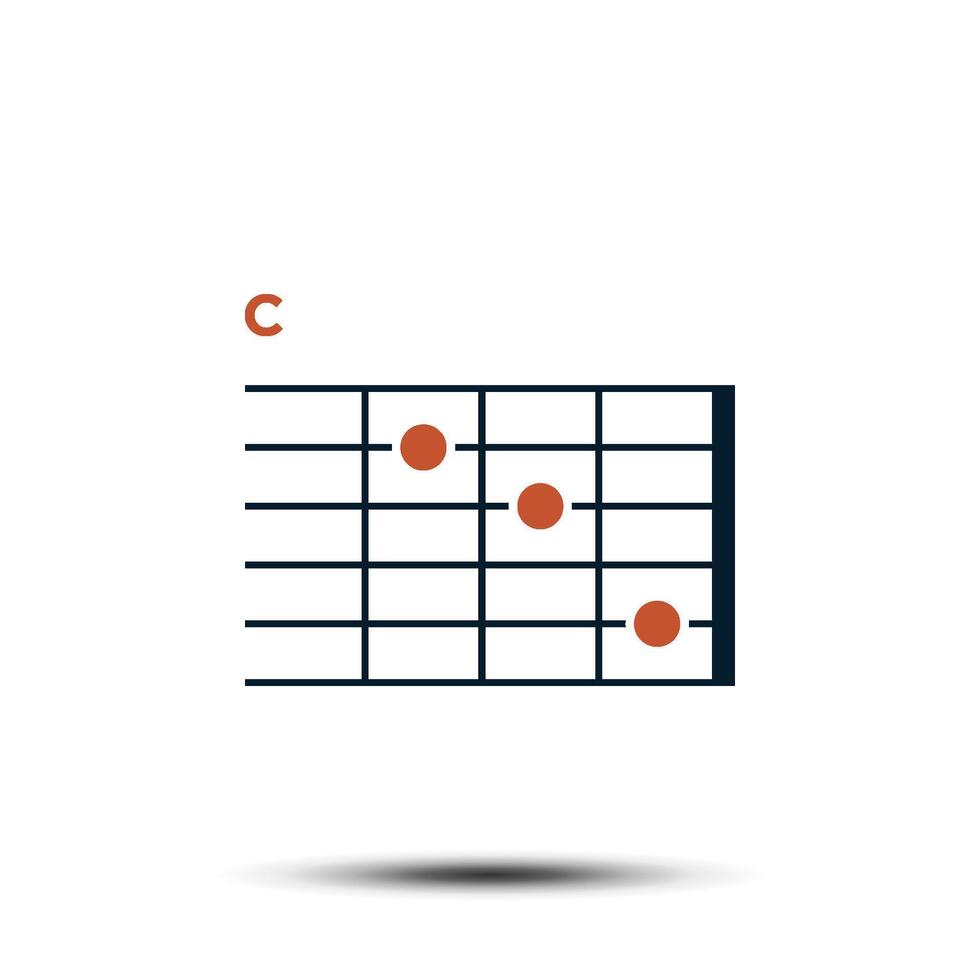 C, Basic Guitar Chord Chart Icon Vector Template