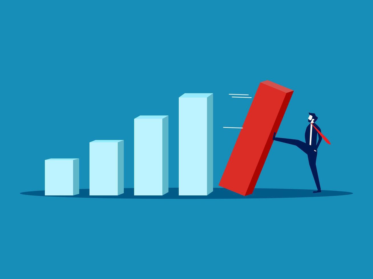 Businessman pushes bar graph to grow vector