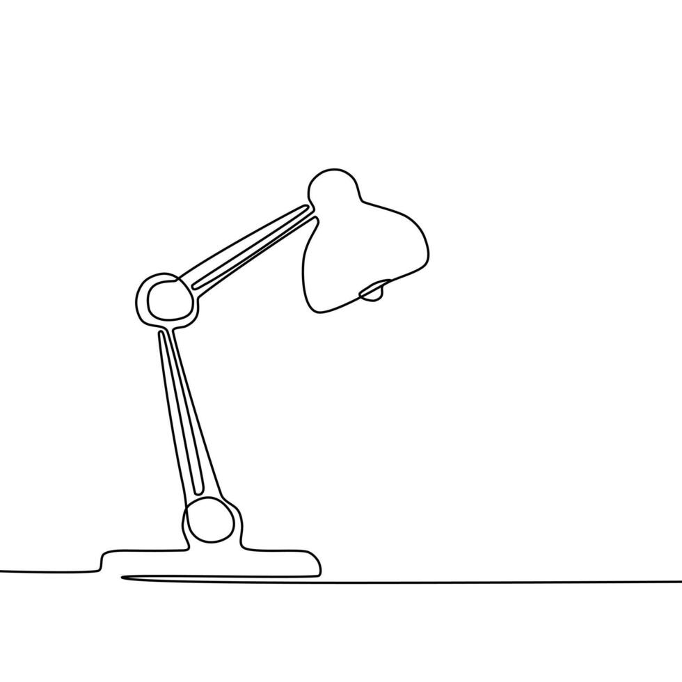 Draw a continuous line of the table lamp. Light bulb vector