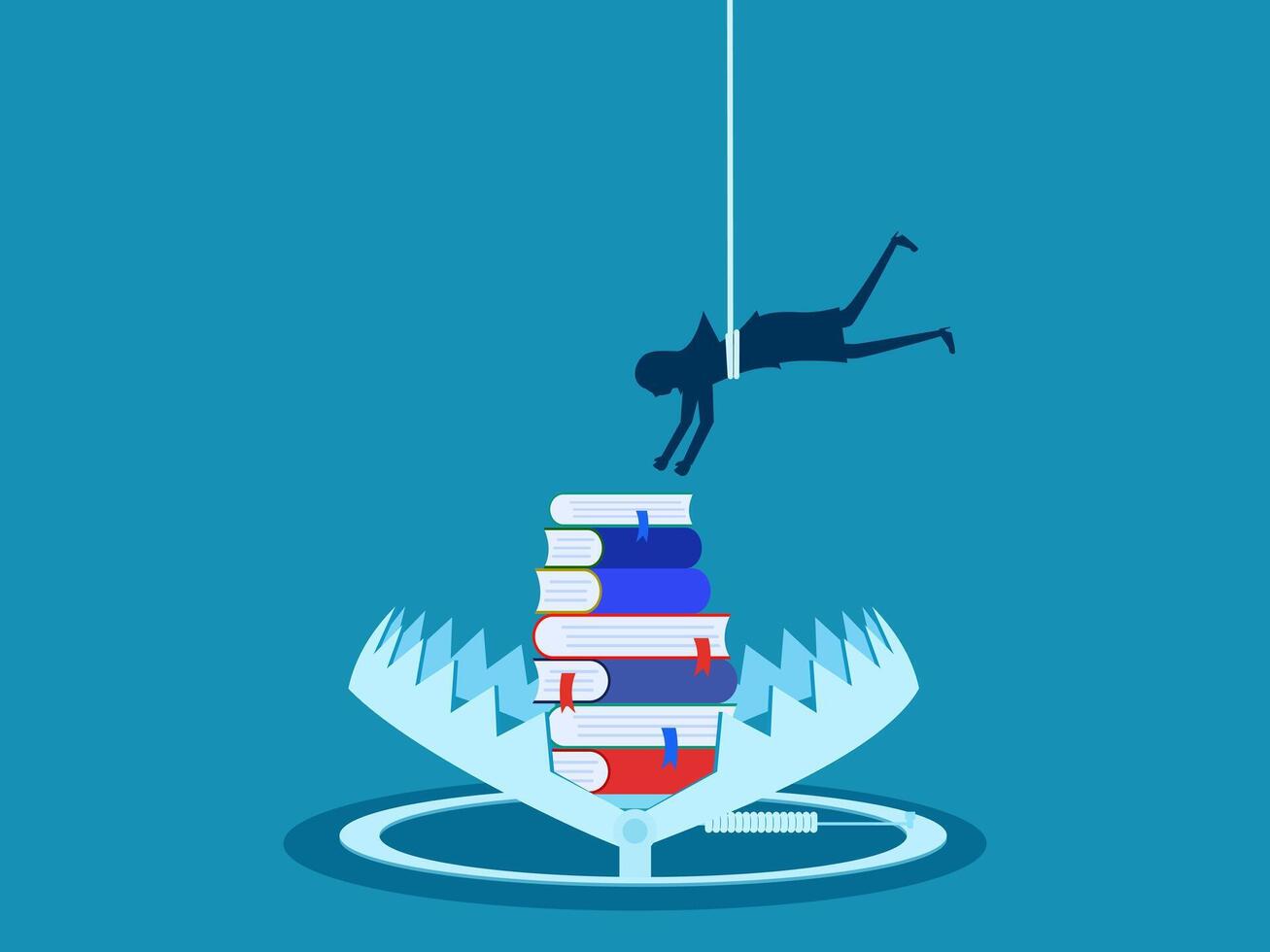 Stack of books in the trap vector