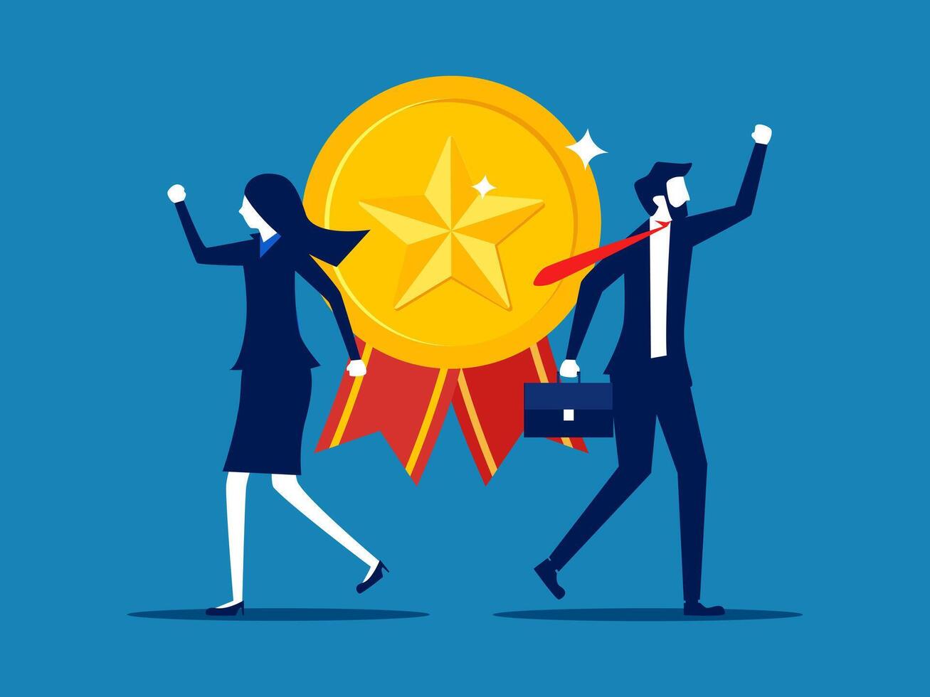 best employees. Successful businessman receives a star award vector