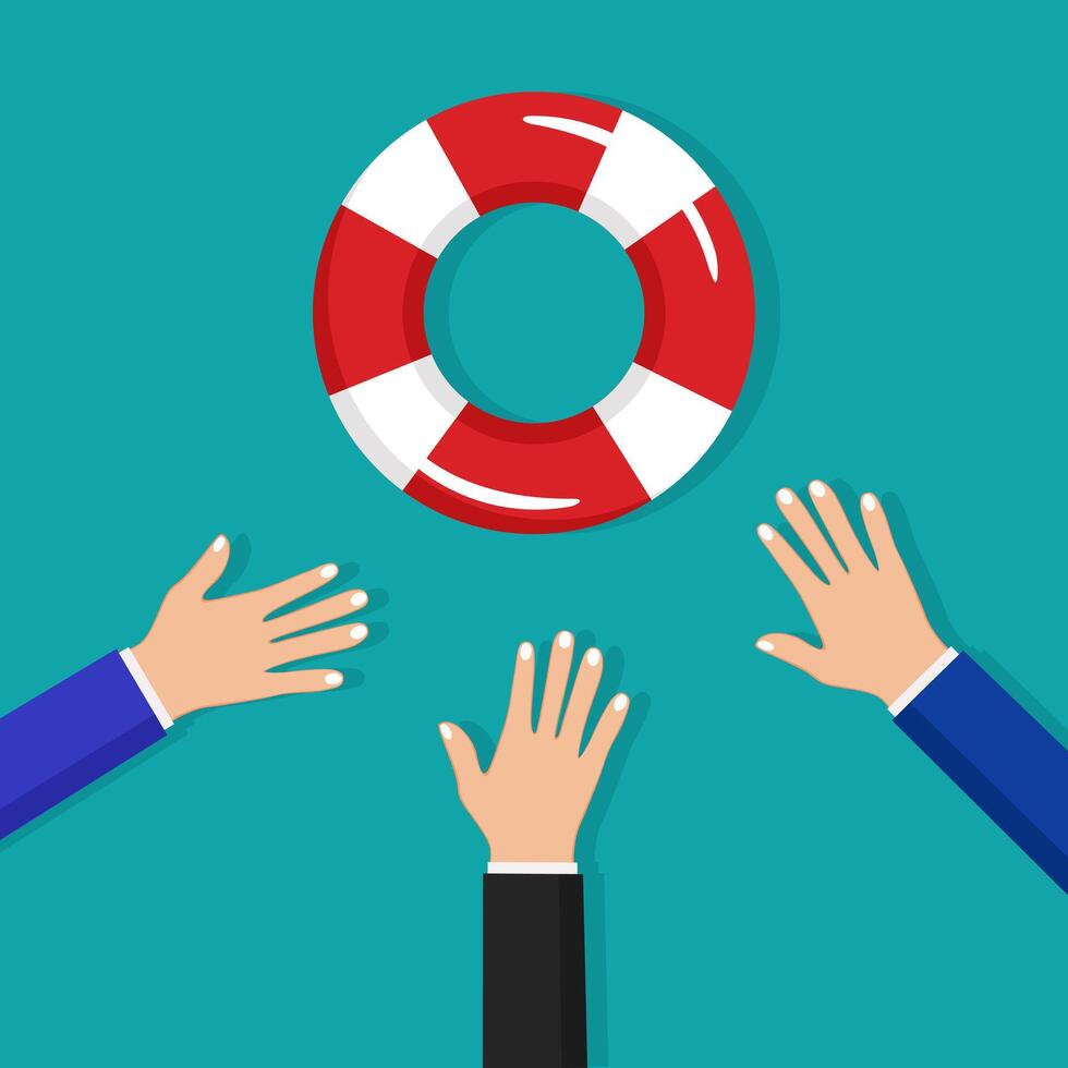 Human hand and lifebuoy vector