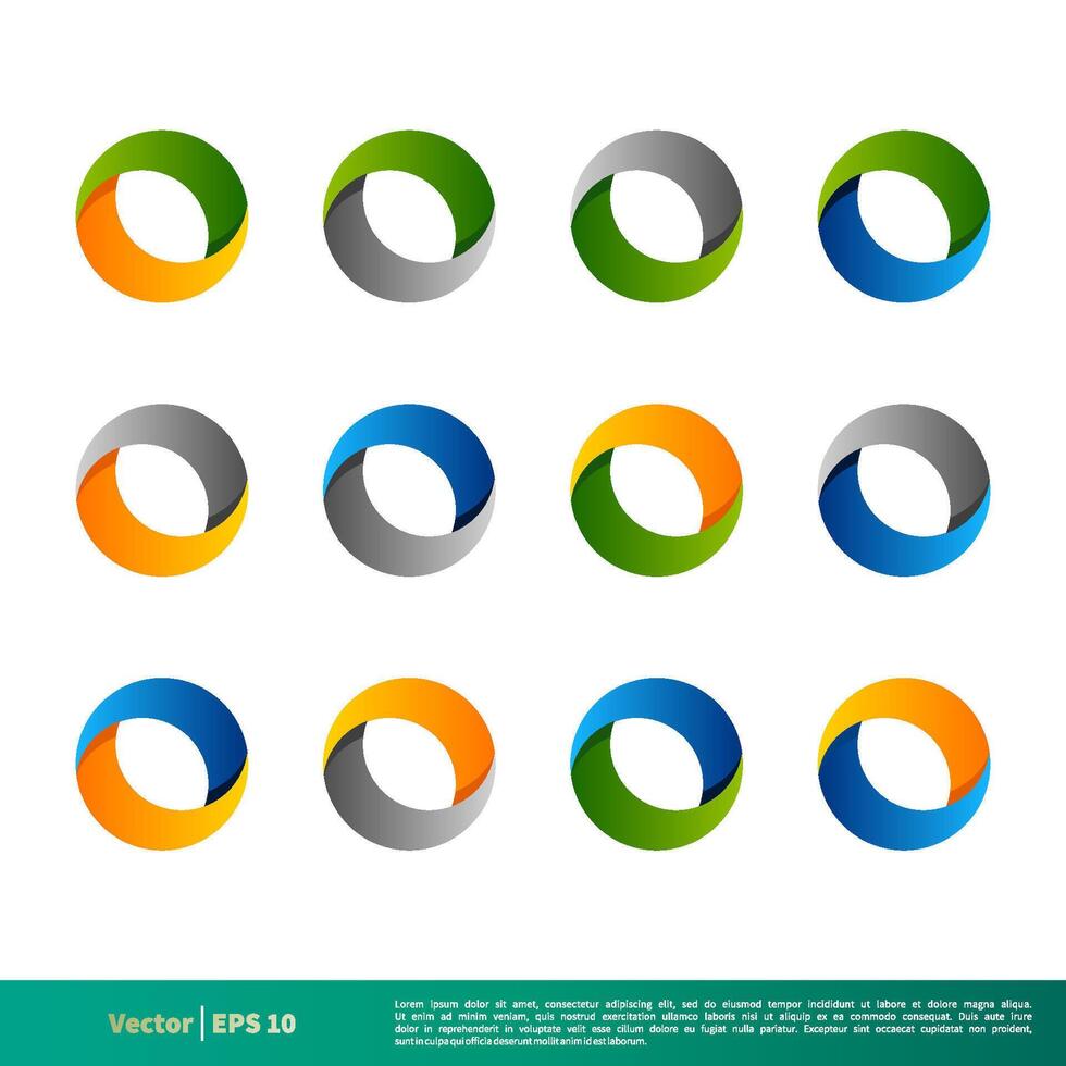 Set Geometric Circle 3D icon Vector Logo Template Illustration Design. Vector EPS 10.