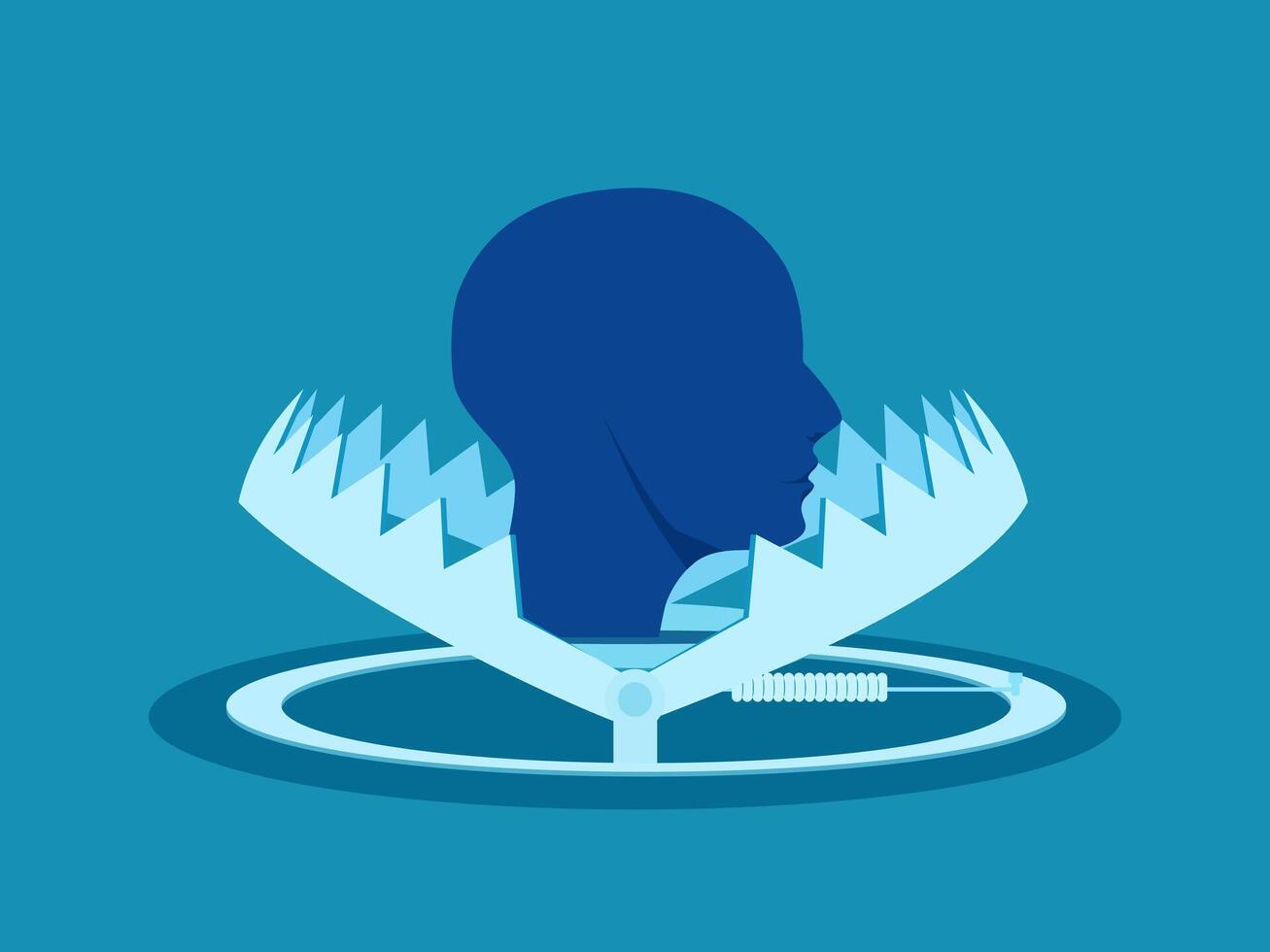 human head in a bear trap vector