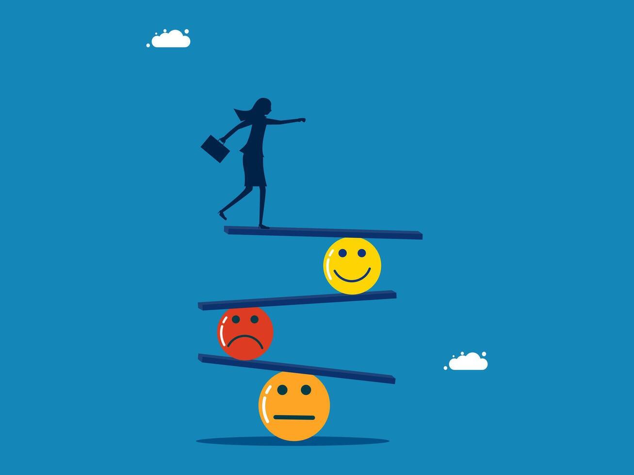 Balance between stress and happiness at work vector