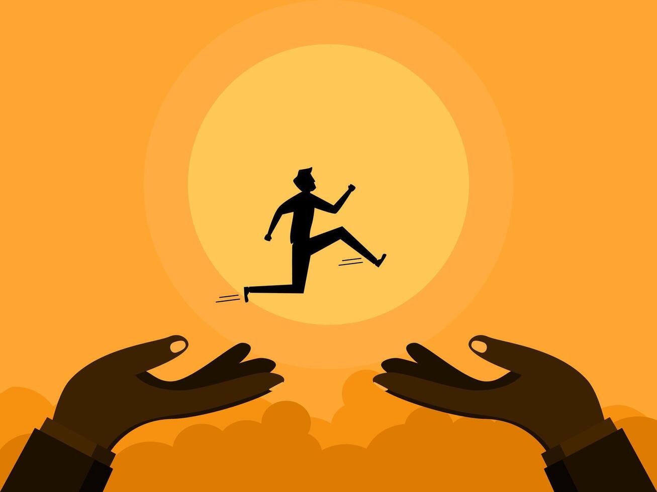 Businessman jumps to change newbie vector