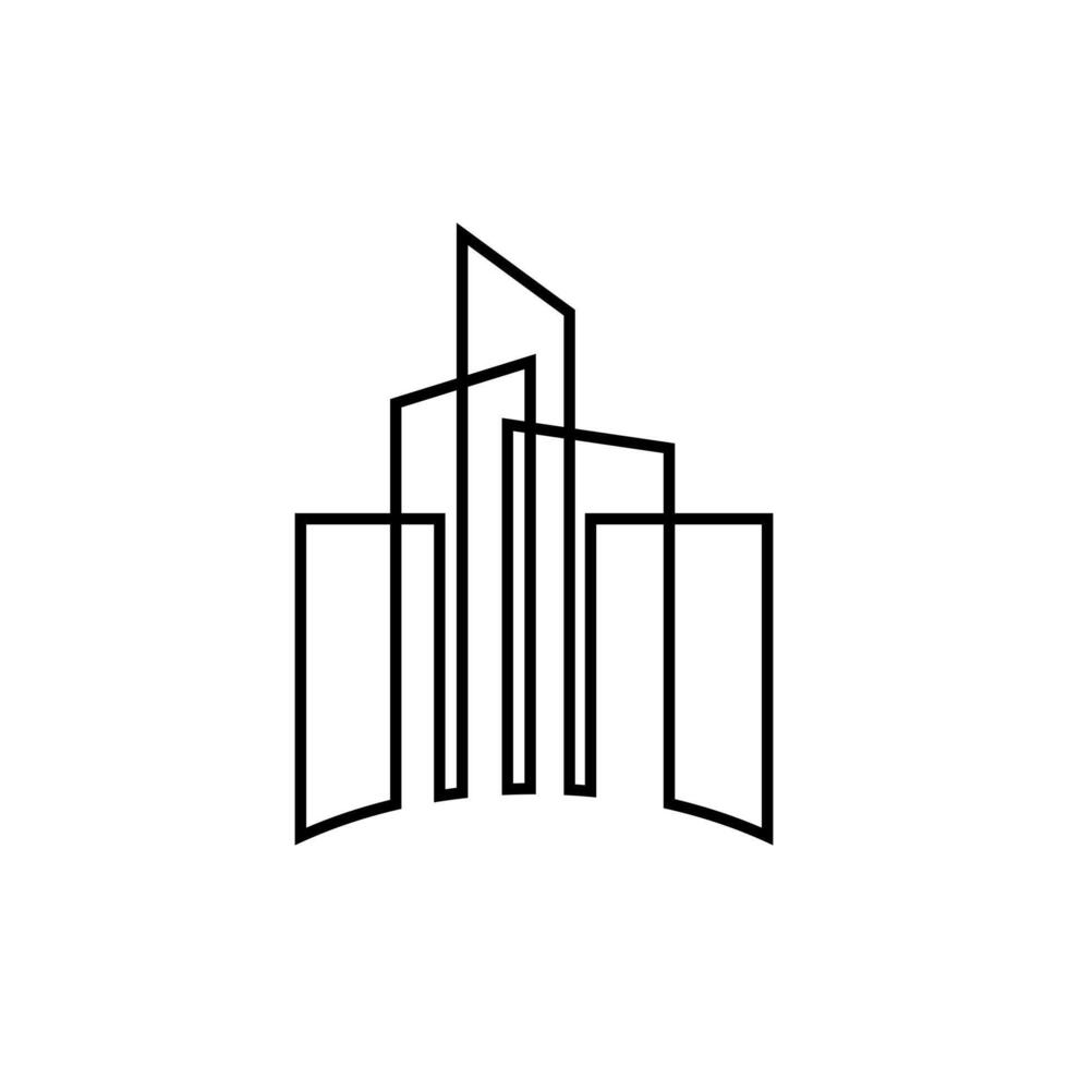 edificio línea real inmuebles icono vector logo modelo