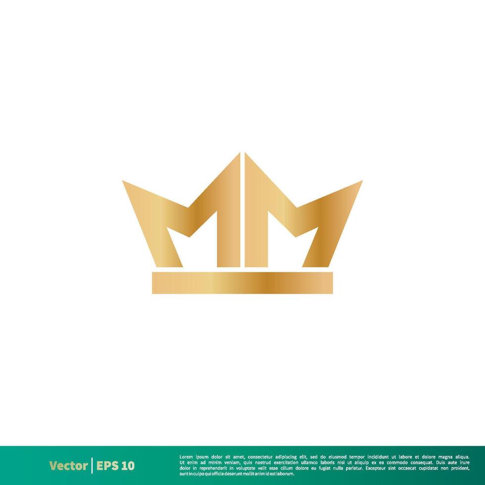 MM Letter Gold Crown Icon Vector Logo Template Illustration Design. Vector EPS 10.