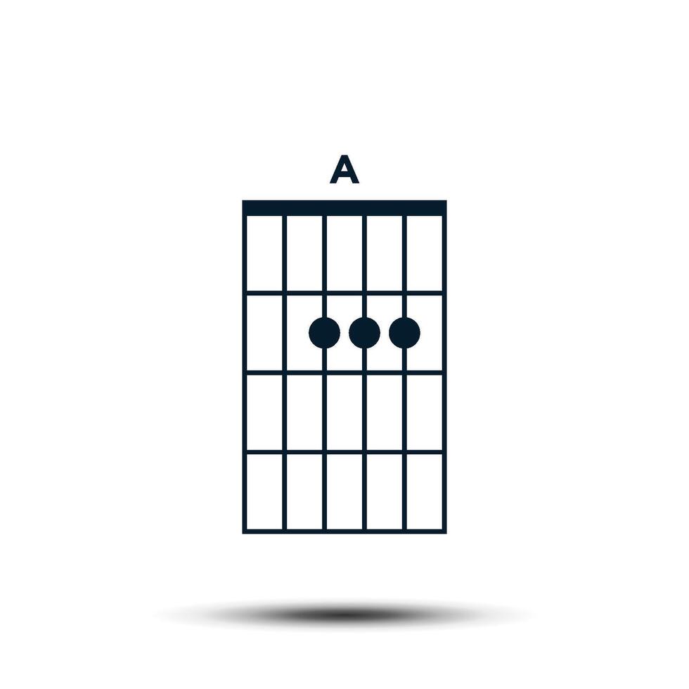 A, Basic Guitar Chord Chart Icon Vector Template