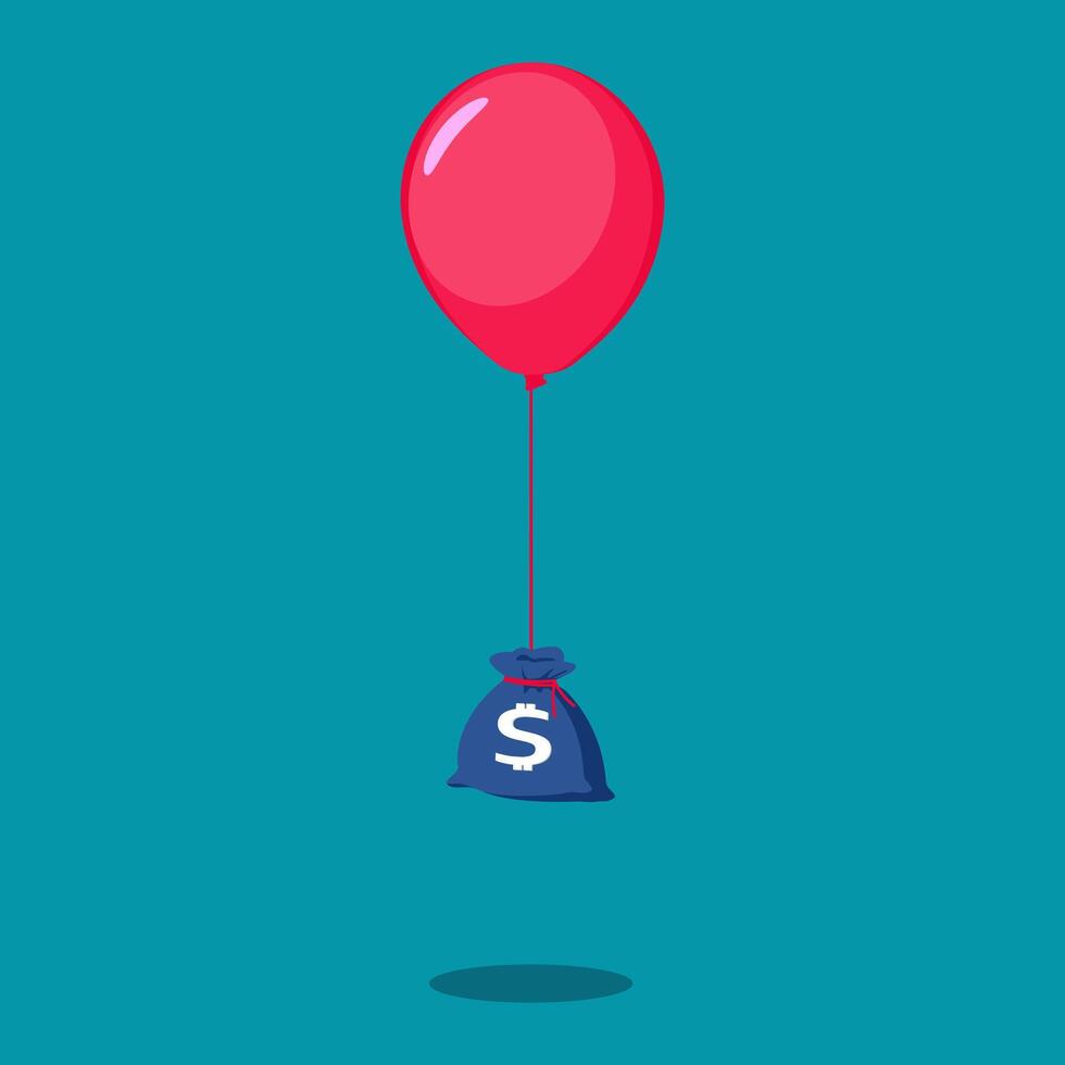 Money bag with balloons vector