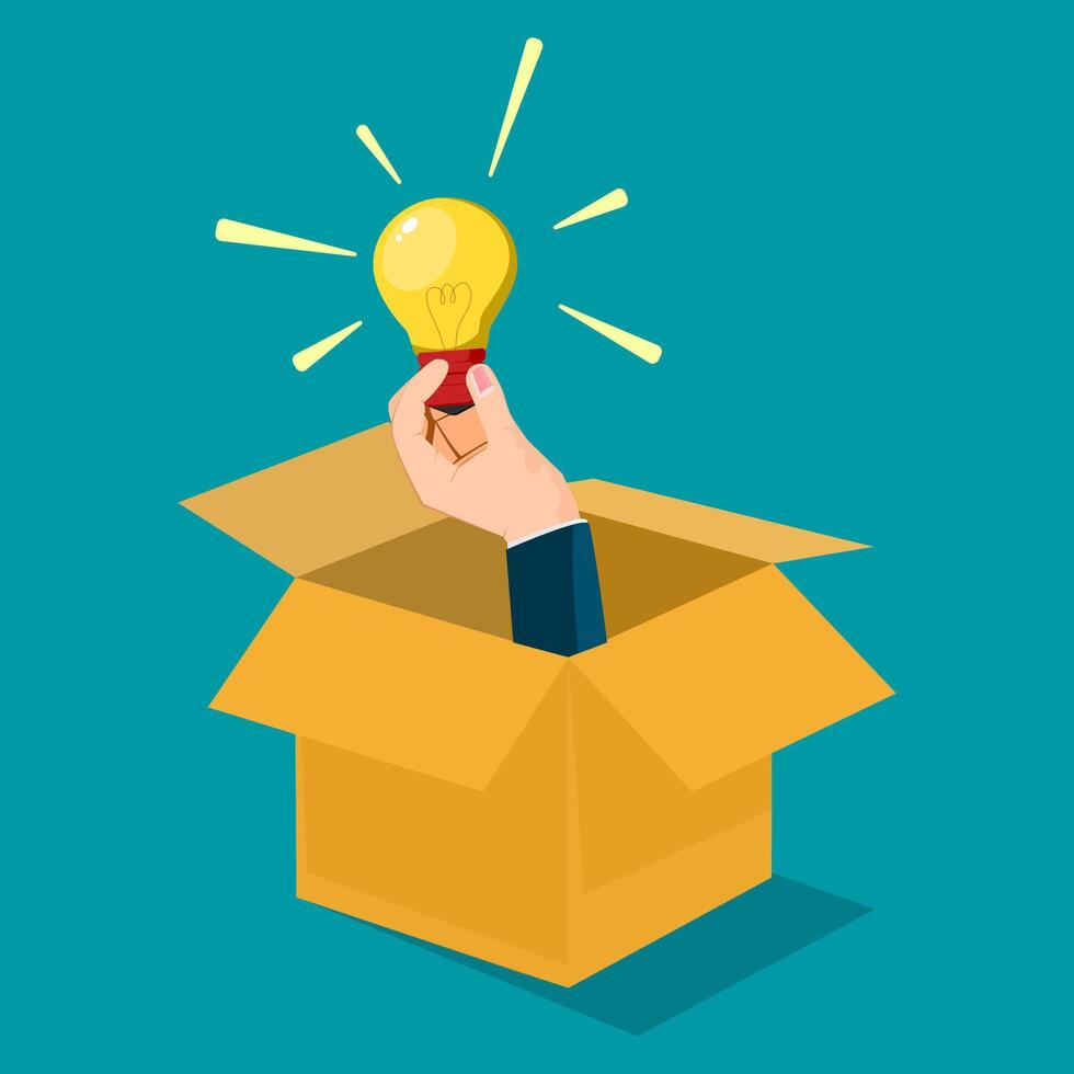 Businessmen think outside the box. different creative vector