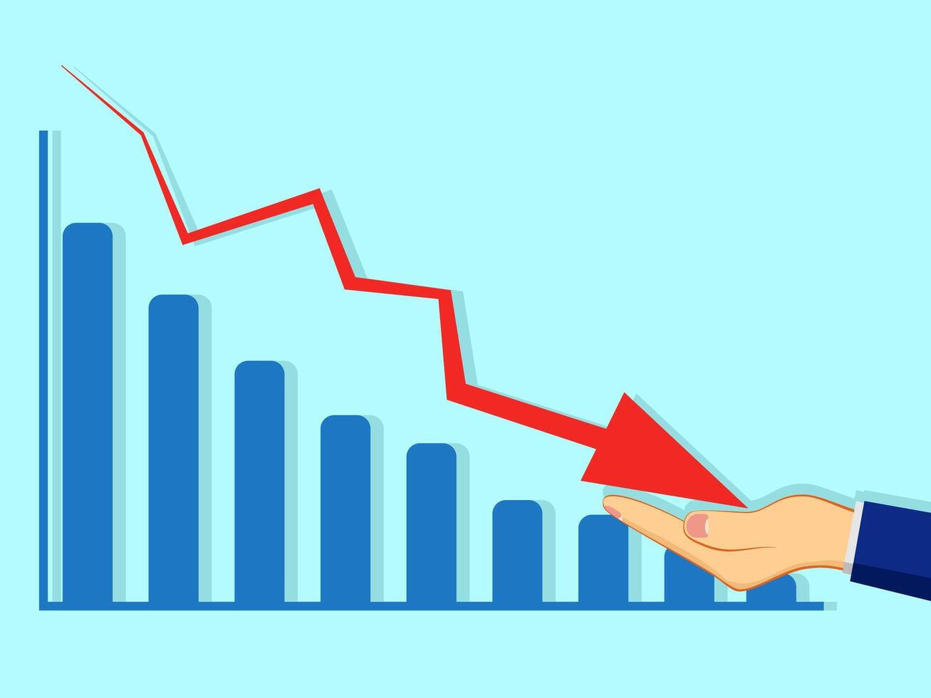 empresarios apoyo un hacia abajo grafico vector