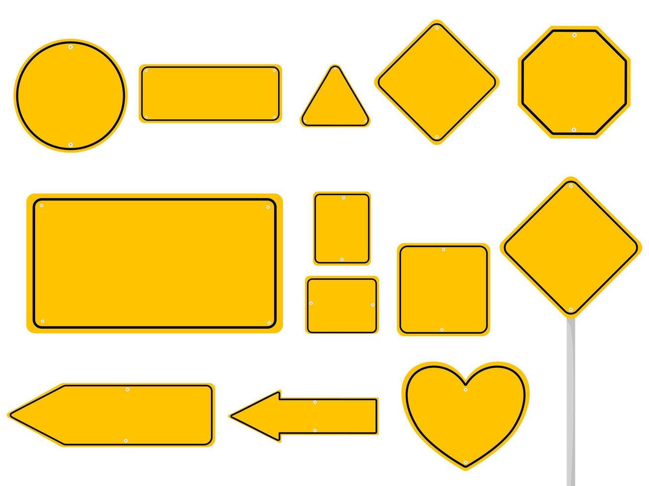 Blank traffic road sign Set vector