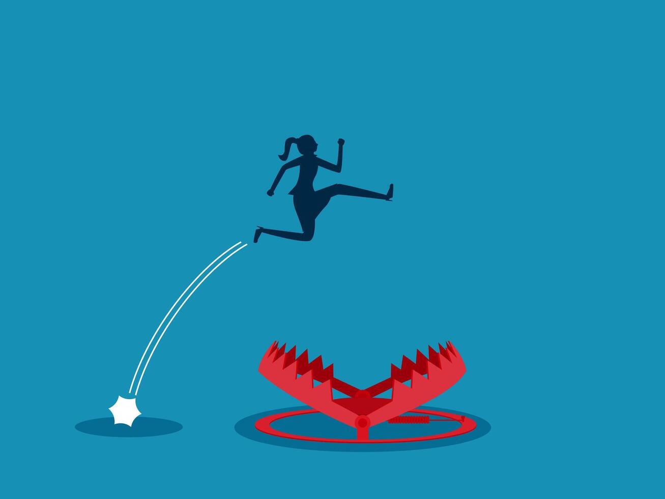 Businessman jumps over a bear trap vector