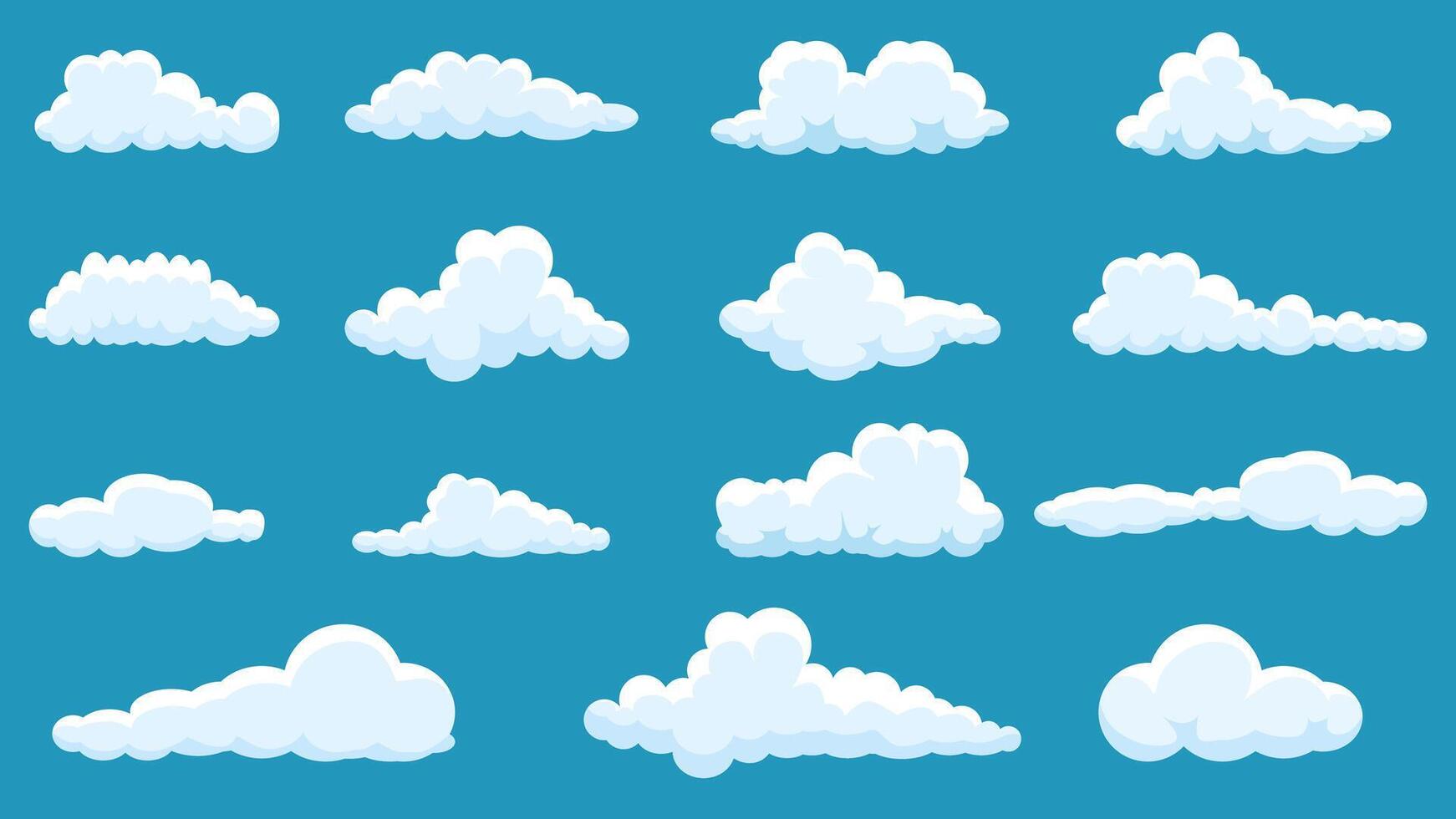 clouds collection isolated on blue sky panorama vector