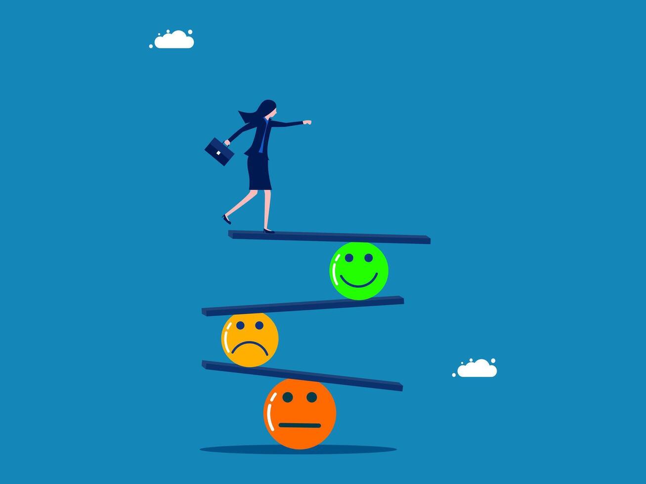 Balance between stress and happiness at work vector