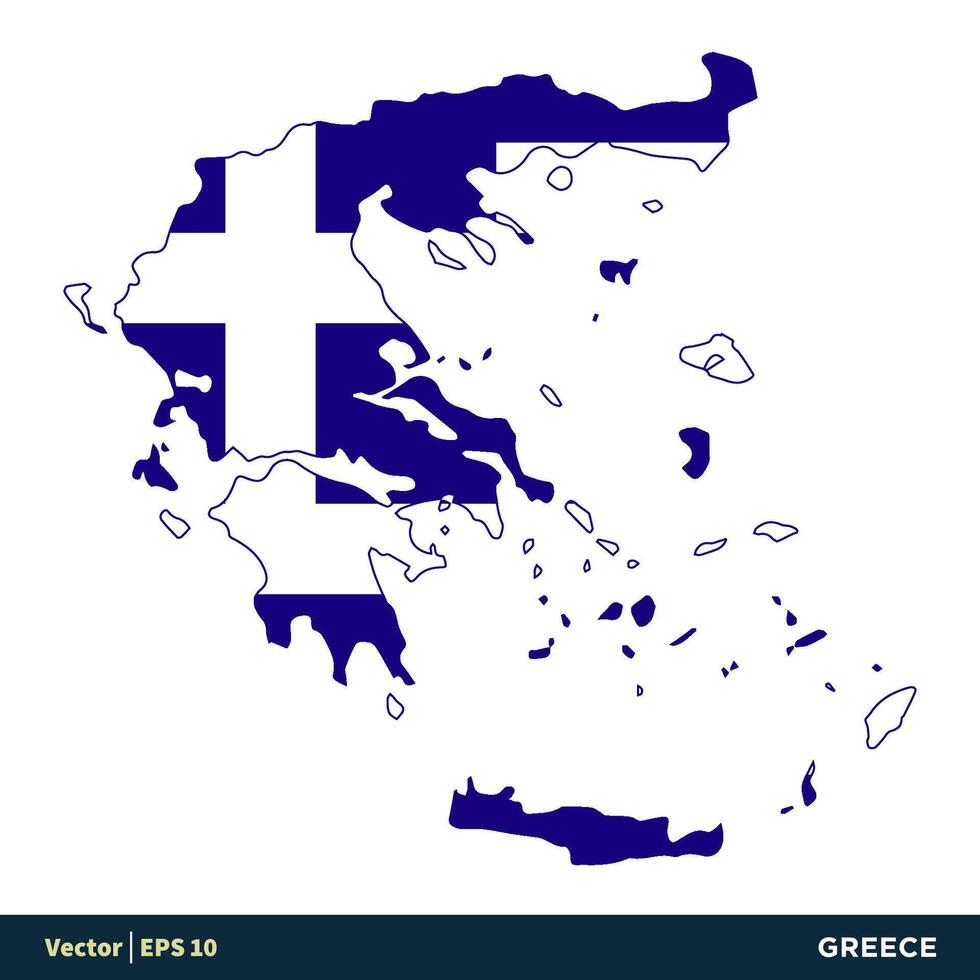 Greece - Europe Countries Map and Flag Vector Icon Template Illustration Design. Vector EPS 10.