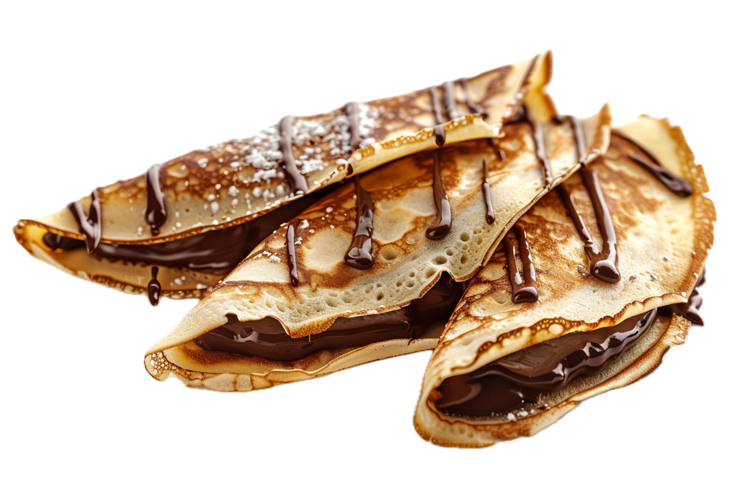 AI generated Chocolate Drizzled Crepes with Chips png