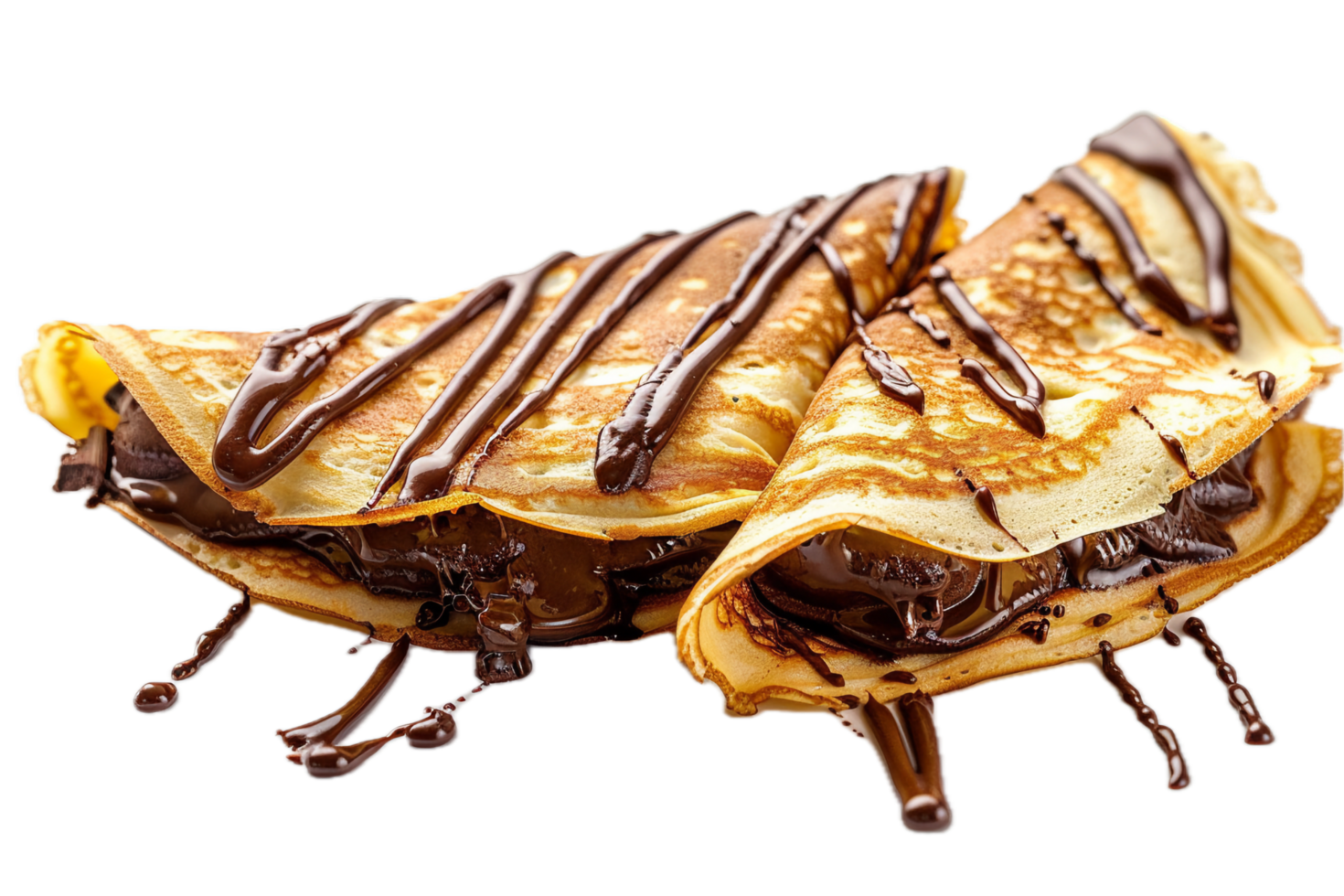 AI generated Chocolate Drizzled Crepes with Chips png